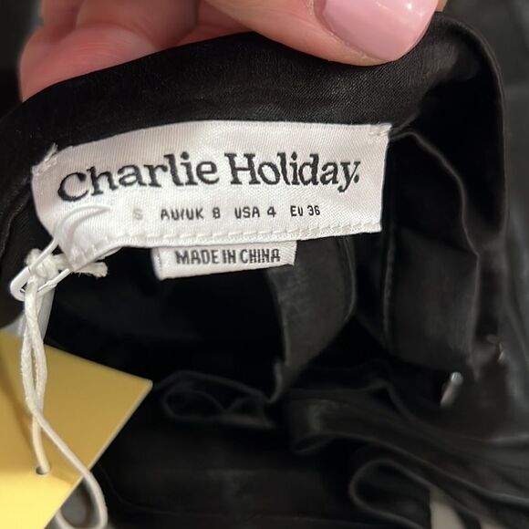 Charlie Holiday Black Satin Chelsea Skirt NWT - Picture 11 of 15